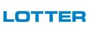 Blauer Schriftzug LOTTER auf weißem Hintergrund in klarer moderner Schriftart